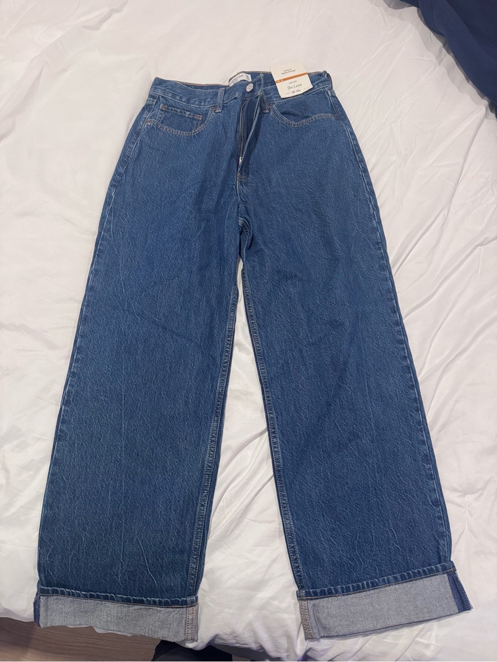 Abercrombie & Fitch Men's Relaxed Wide-Leg Blue Jeans